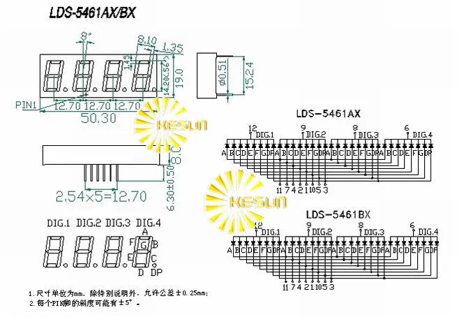 5 шт. x 0,56 дюймов зеленый красный общий анод/катод 4 цифровой трубки 5461BG 5461AG 5461AS 5461BS светодиодный модуль дисплея