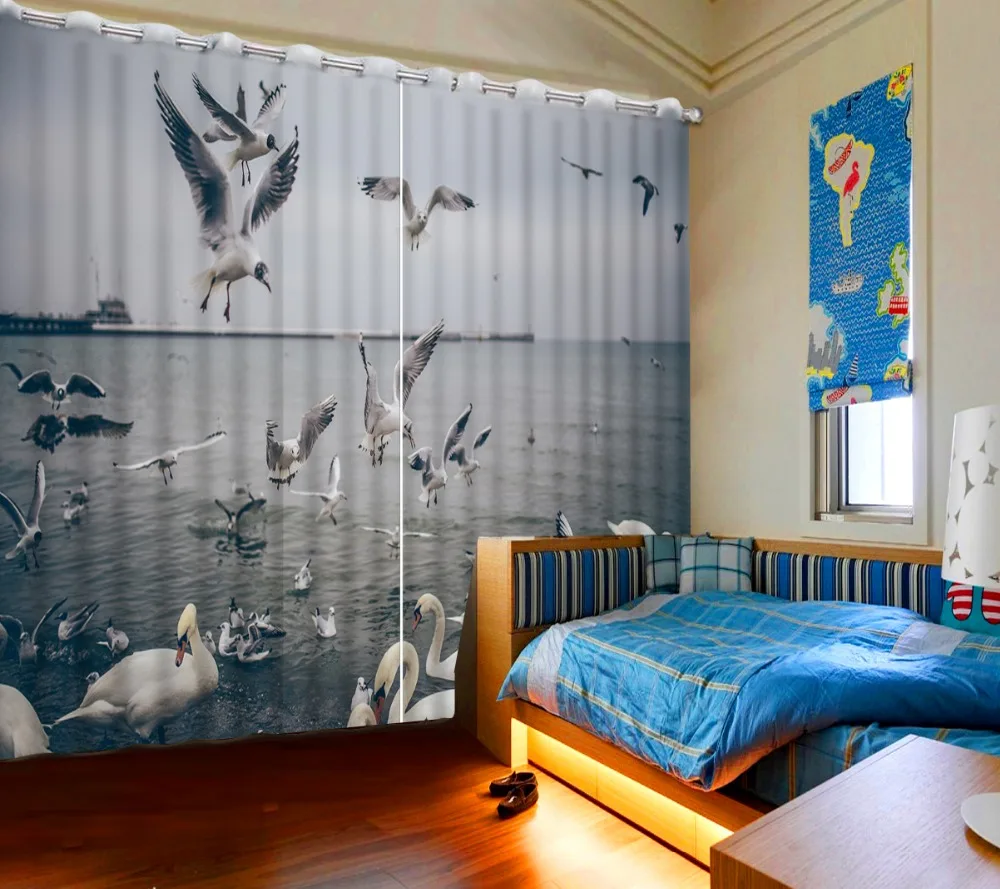 Новые Пользовательские 3D красивые птичьи оконные шторы для гостиной модный