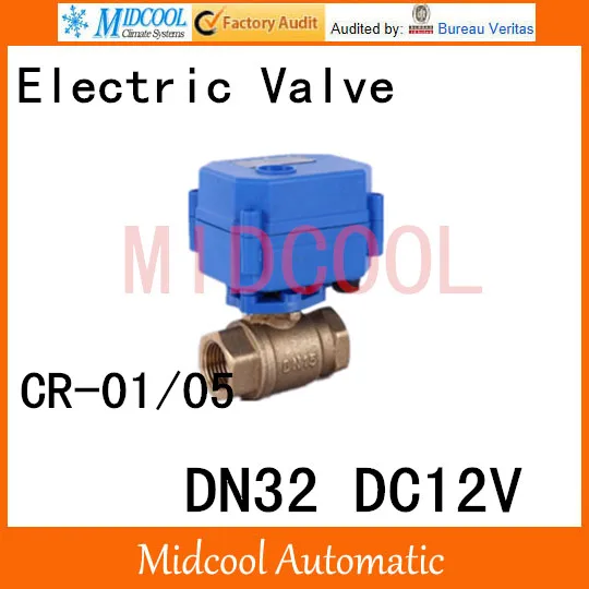 

Brass Motorized Ball Valve 1-1/4" DN32 DC12V electrical controlling (two-way) valve wires CR-01/CR-05