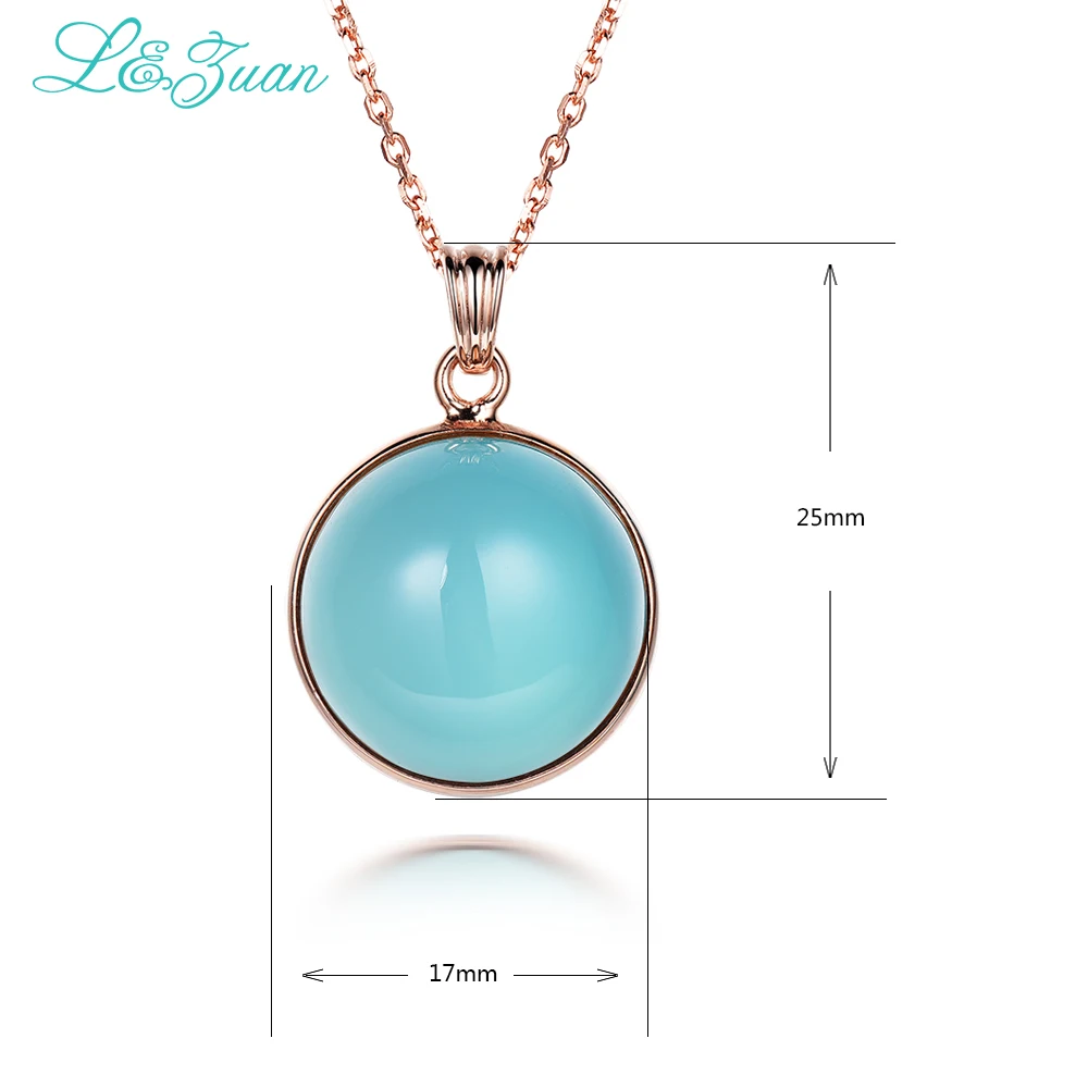 Цепочка из серебра 925 пробы с круглым натуральным голубым камнем | Украшения и