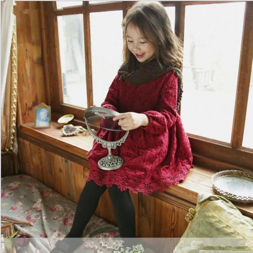 2018 зима новый девочек модное платье добавить плюшевые плотное пальто красное