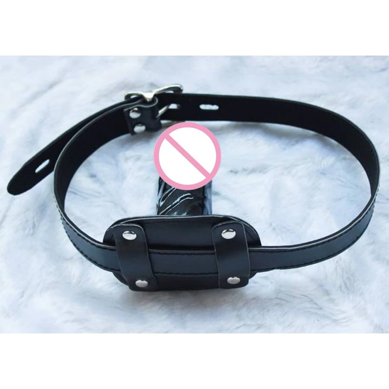 Lockable Strap On Silicone Dildo Mouth Gag Slave Leather Harness Restraint Lesbian Strapon Dong Sex Toys For Couple Black | Красота и