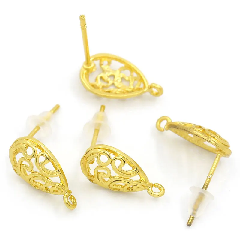 Новинка 10 шт. медных сережек в форме капли воды золотого цвета 15x13 мм аксессуары