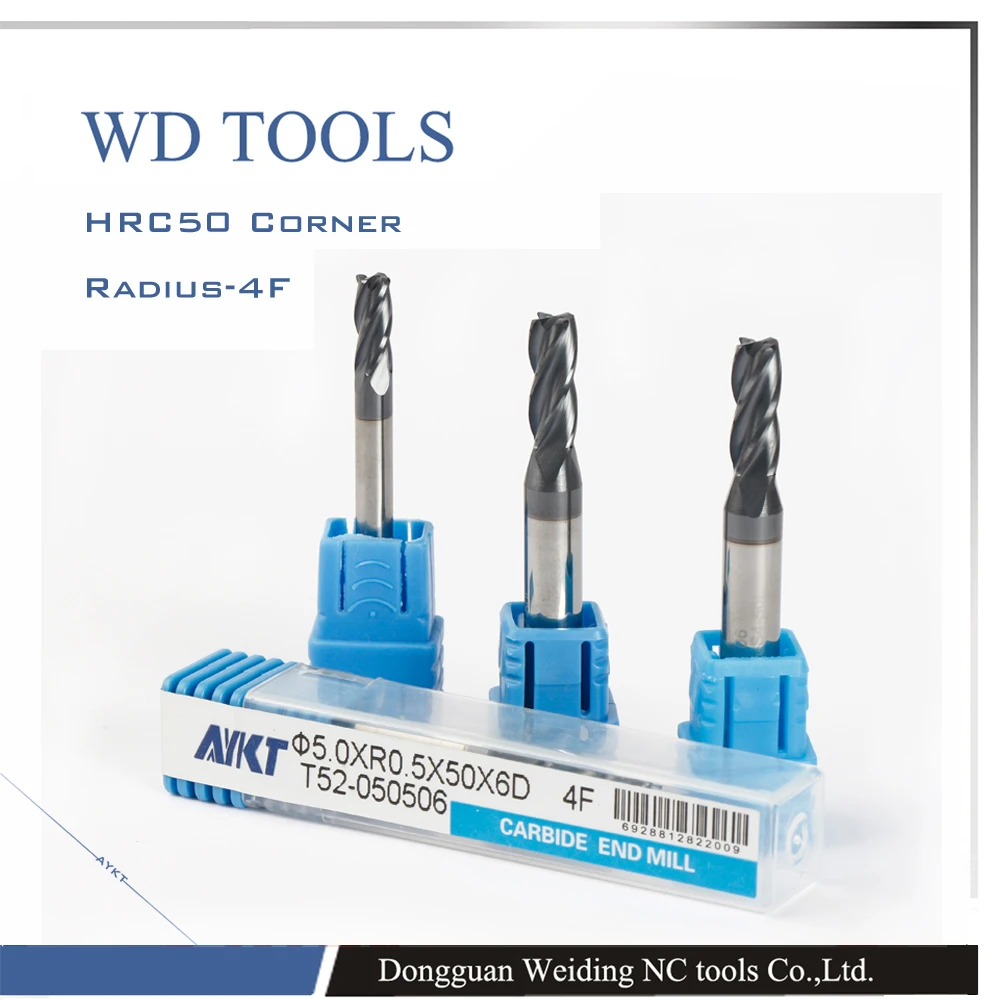 

1*50L*4D*4 10pcs HRC50 carbide corner radiu milling cutter for sale