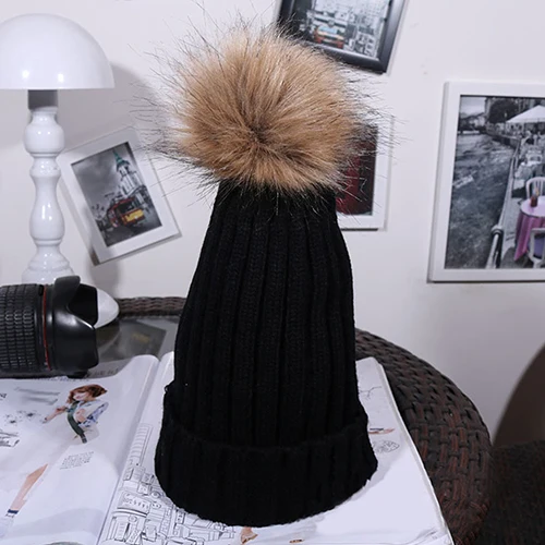 Женская Осень Зима Мода Нечеткие Бал Крючком Вязаная Шапка Хемминг Теплую