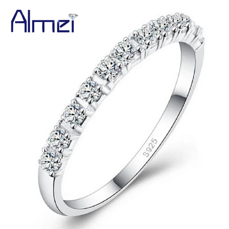 Almei мило серебро кольца кольцо с розовым белым камнем для влюбленных аксессуары