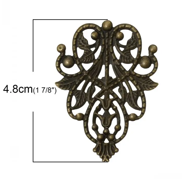 DoreenBeads украшения фурнитура Античная Бронза Полые 4,8 см x 3,5 см(1 7/" x 1 3/8"), 50 шт