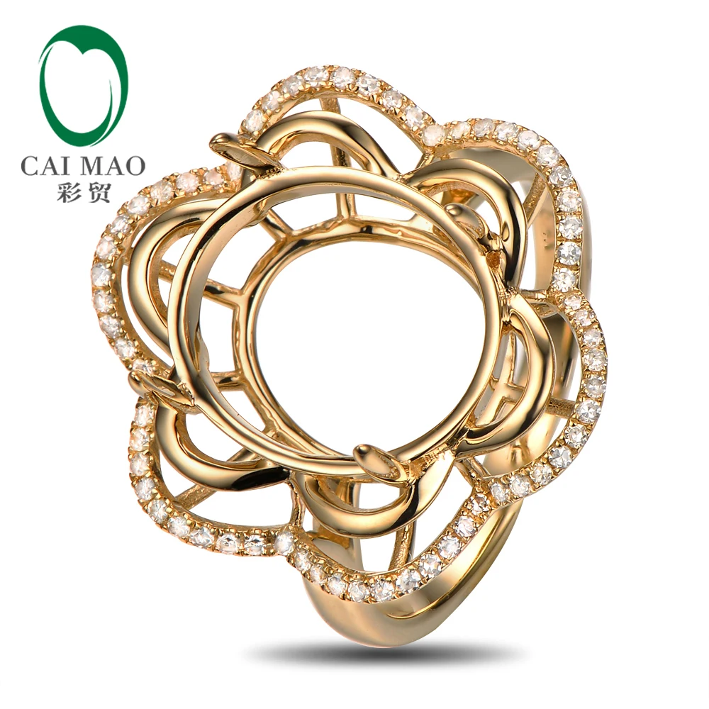 Ограненное кольцо Caimao 12x14 мм с овальным полукреплением желтое золото 14 к