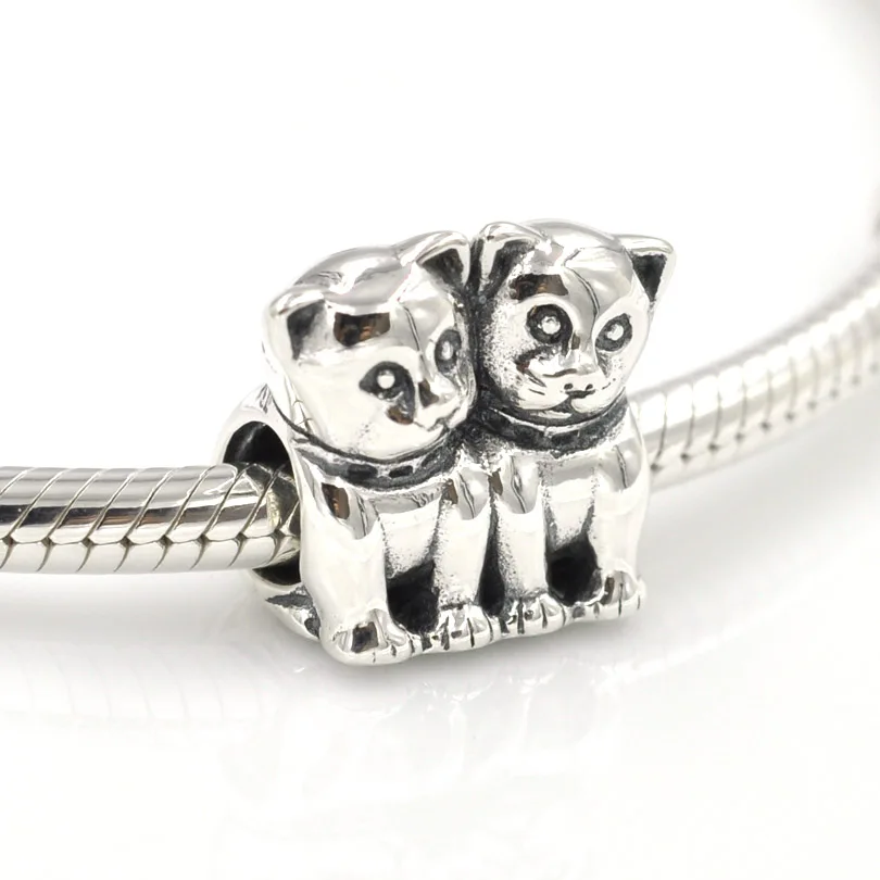 Кулоны а-ля Pandora, браслет 925 пробы серебро, с милым рисунком кота, Purrfect вместе Талисман из бусин ручной работы для изготовления ювелирных изделий браслет charmlead