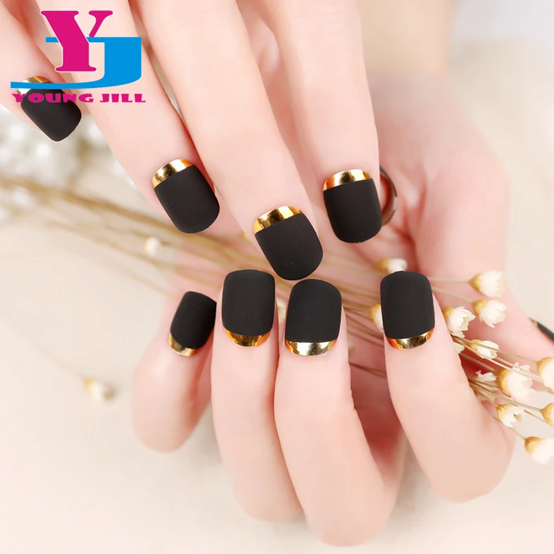 Новое поступление модные матовые Типсы для дизайна ногтей металлик французский