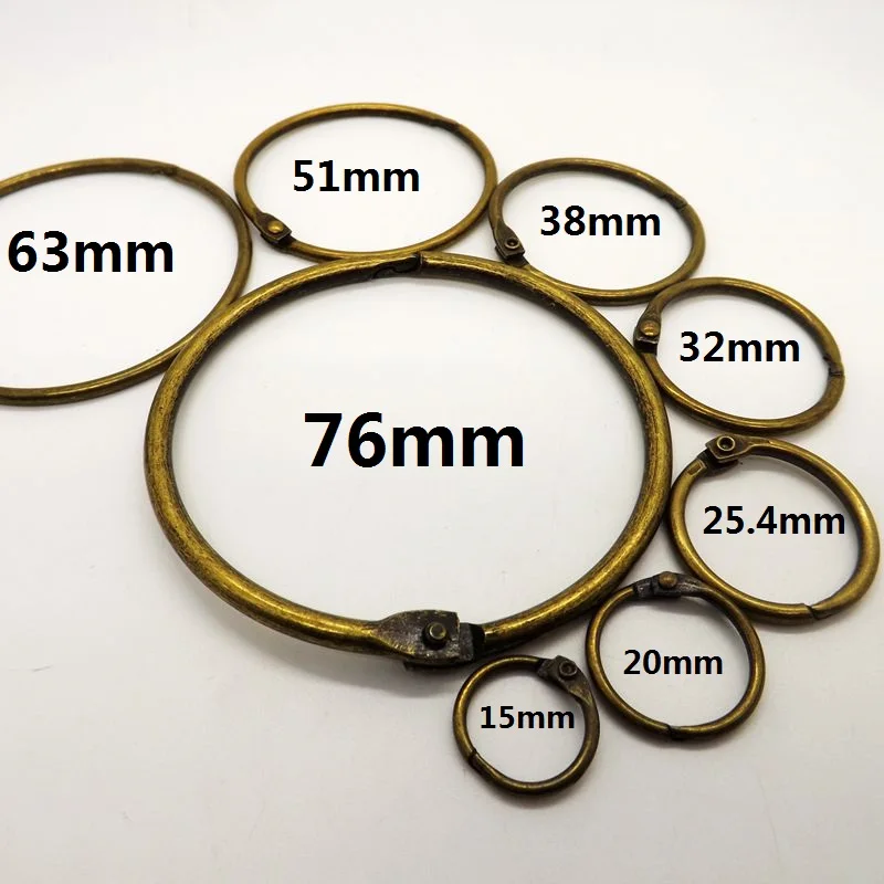 

China factory direct Cheap Promotion Price 10pcs bronze Loose Leaf Book Binder Hinged Rings Keychain Album Scrapbook Craft
