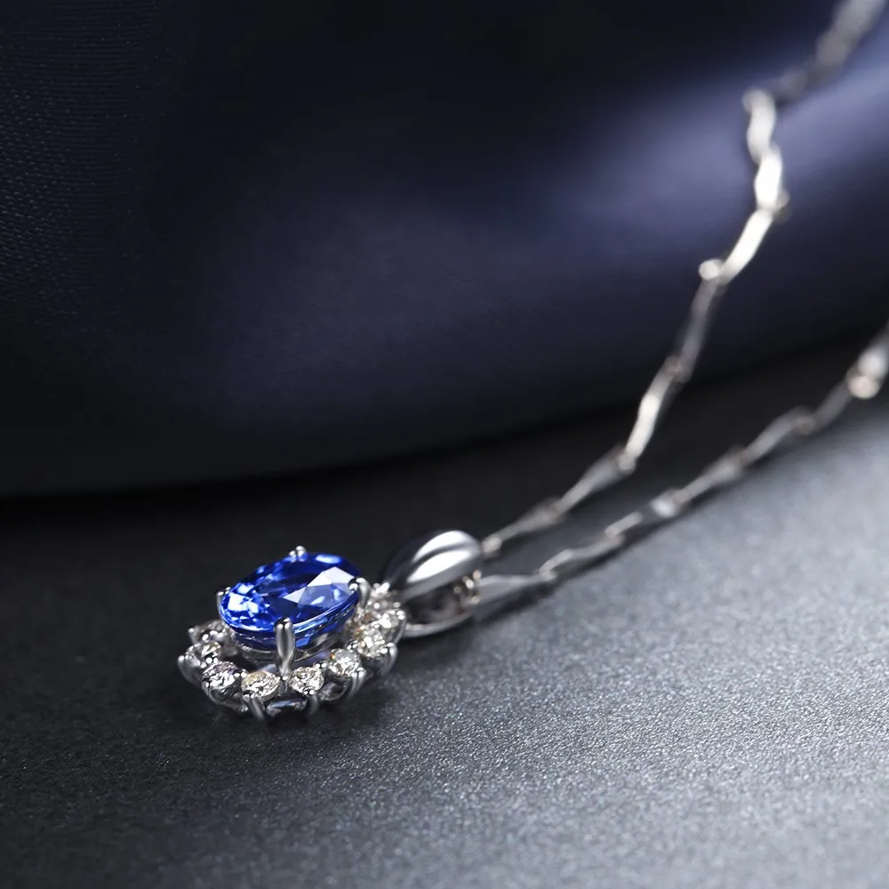 GVBORI Роскошные 0.5ct естественный голубой сапфир драгоценный камень кулон для Для женщин Свадебные Валентина подарок партии Ювелирные украшения Бриллиантовая подвеска