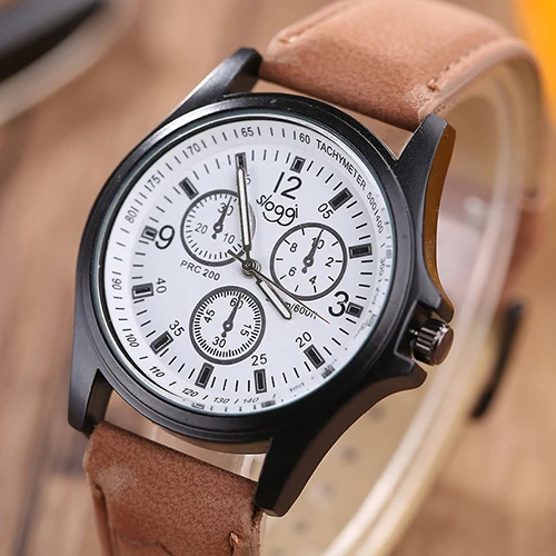 Модная мужская Спортивная Военная искусственного кожаный ремешок аналоговые