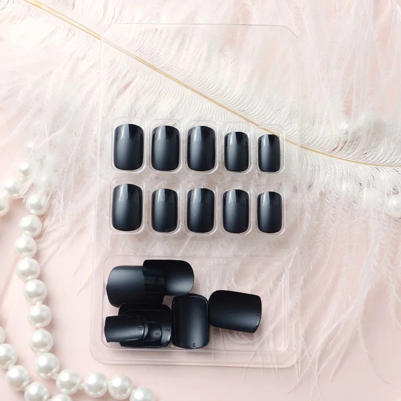

New Fashion French Manicure Acrylic Fake Nail Tips Matte Short Full Cover High Quality UV Gel False Nail Art Tips Free With Glue