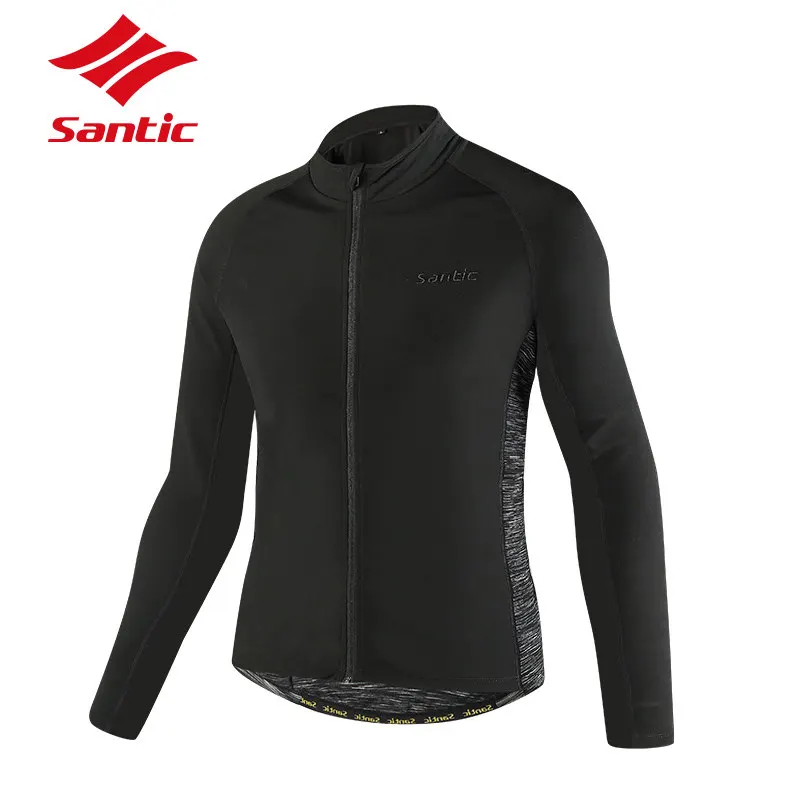Santic велоспорт куртки мужчины теплый спорта на открытом воздухе носить clothing mtb велосипед ветер куртки трикотажные jaquetas chaqueta ciclismo - Цвет: Черный