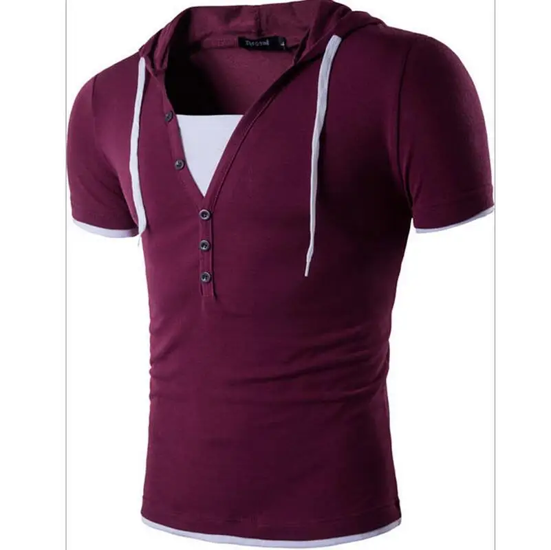 Т Рубашки Мужчин Бренд 2017 Мода Мужская Капюшоном Шить Дизайн топы и Тройники