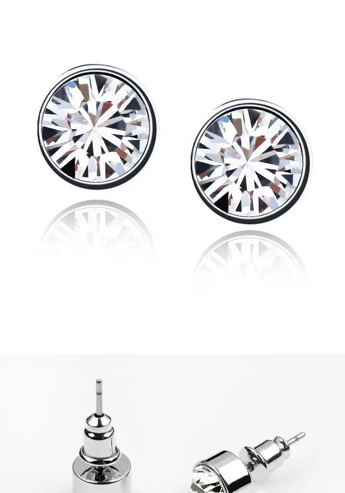 BeBella 7 мм круглые серьги-гвоздики с кристаллами для женщин кристаллы от Swarovski простой дизайн модные ювелирные изделия-гвоздики цветов