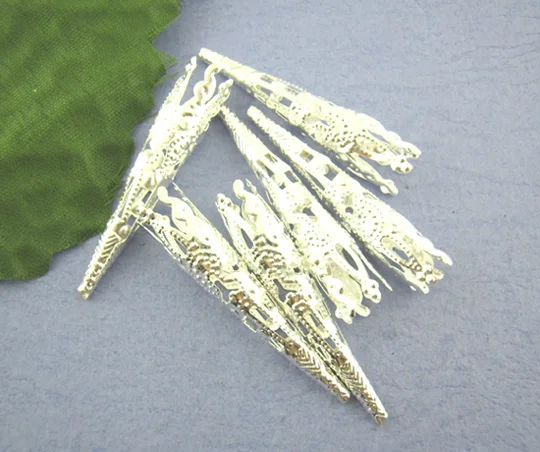 Горячие 2x60 шт посеребренные филигранные прокладки шарики для ногтей 9*40 мм (более