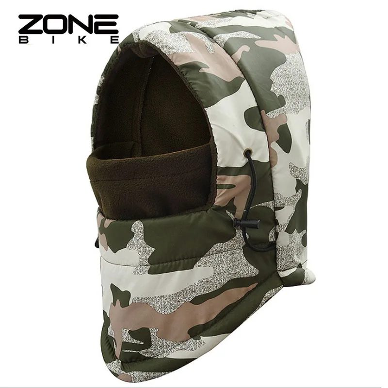 army green camo ZONEBIKE непромокаемая зимняя теплая шапка для езды на велосипеде, теплая флисовая хлопковая Ветрозащитная маска для лица, Балаклава для сноубординга, спортивный шарф - Цвет: army green camo