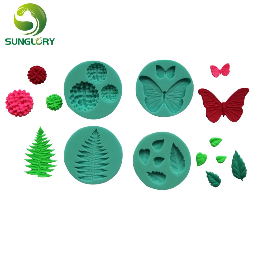 4 шт./компл. силиконовая форма для торта в форме листа бабочки гортензии помадки