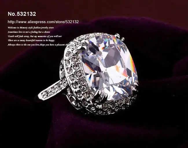 Блестящий массивный Удивительный Большой 6ct Красный кубический цирконий квадратный CZ камень ювелирные изделия, обручальное кольцо