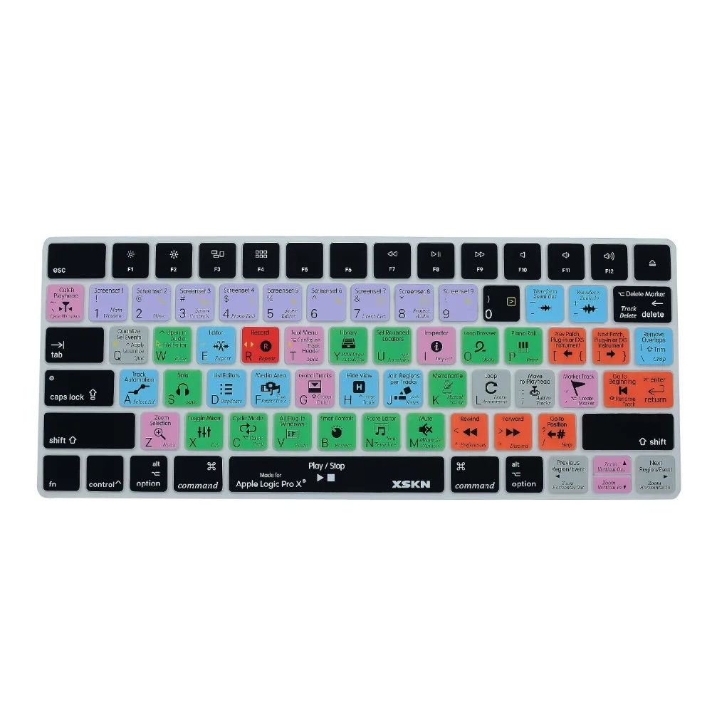 XSKN Logic Pro X 10 функциональная силиконовая клавиатура для Apple Magic Keyboard MLA22LL/A Защитная крышка