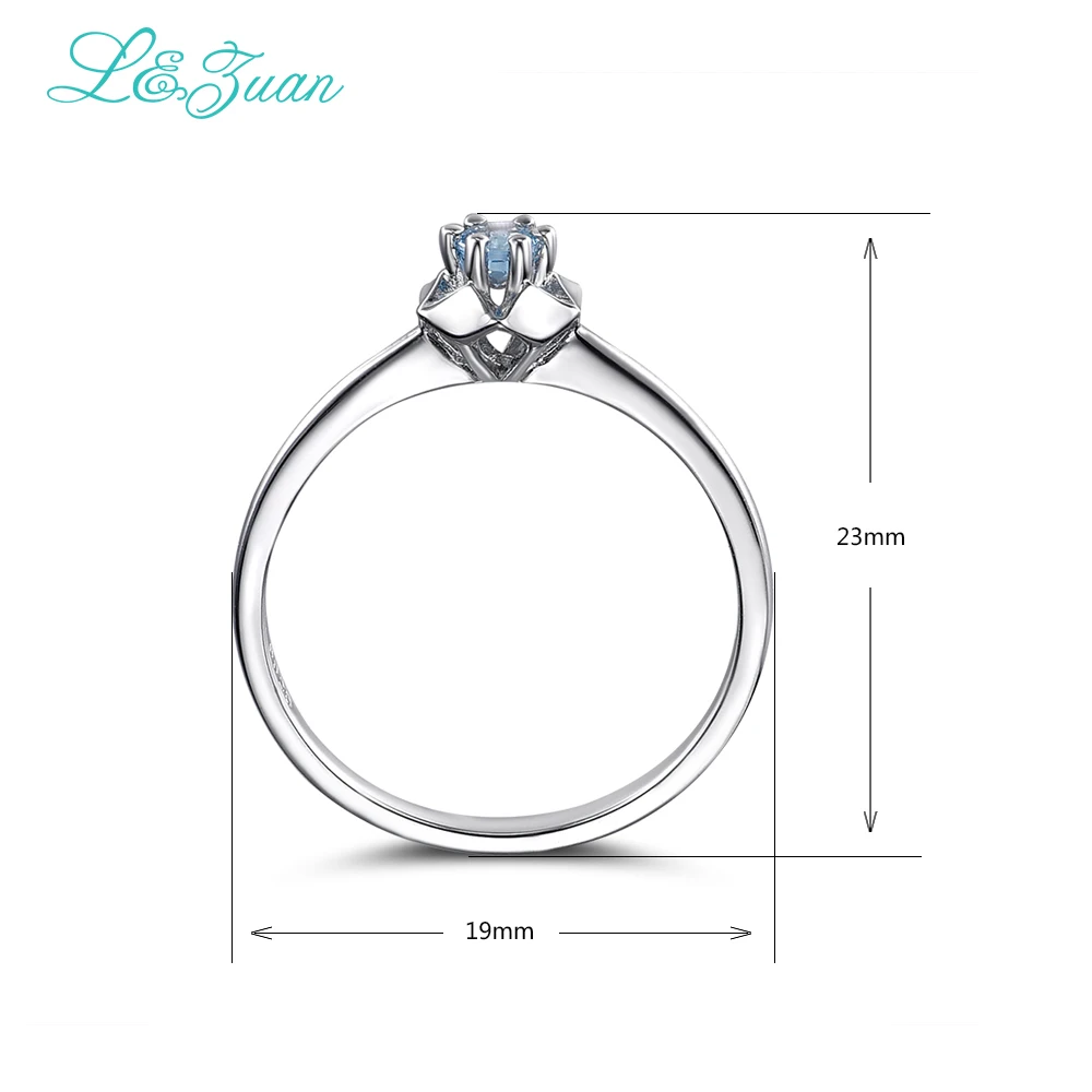 I&ampzuan 925 Sterling Silver Rings Natural 0.145ct Topaz Star Prong Setting Blue Stone Bijou Ring Jewelry For Women Christmas Gift |