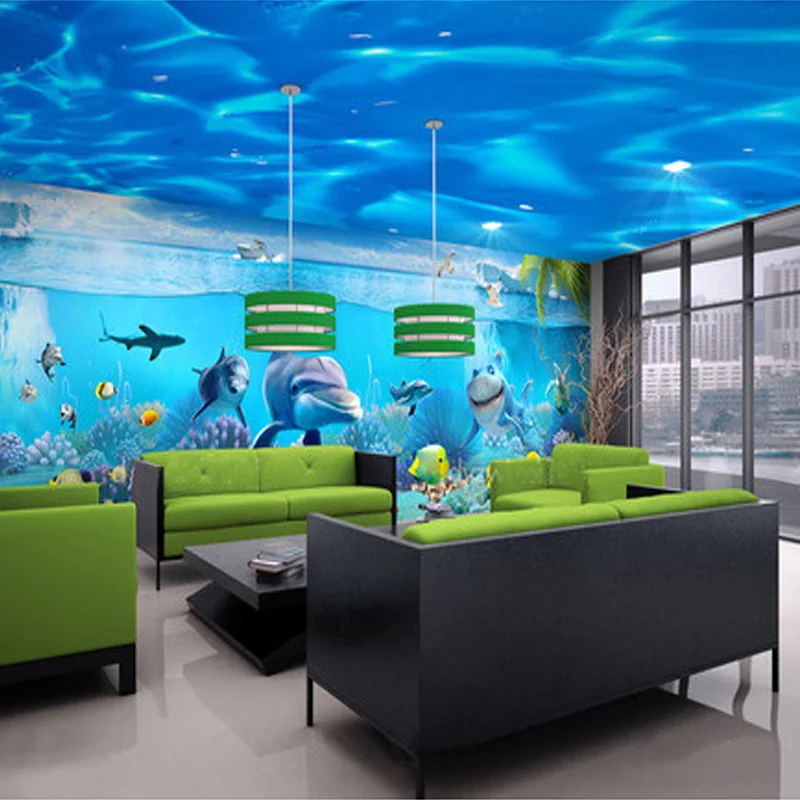 Пользовательские 3D фотообои высококачественные синие водные линии подвесной