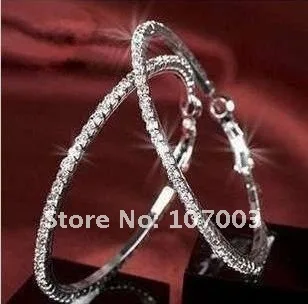40% off на оптовую продажу) Серебро 60 мм Однорядная Basketball wives с украшением в виде кристаллов со стразами большие круглые серьги 6 пара/лот