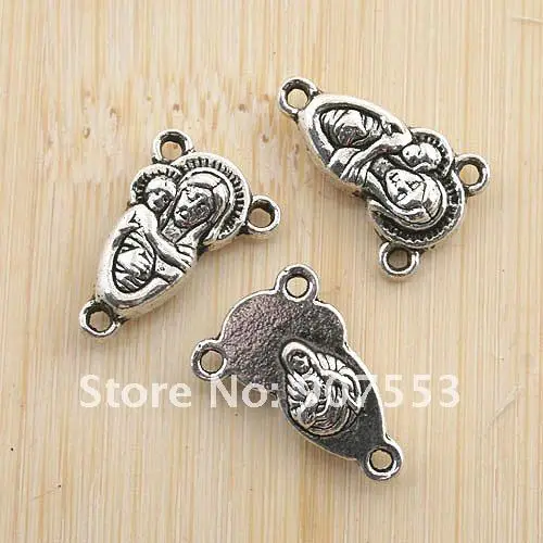 

10pcs antiqued silver color mother and child Religious connector findings G1296