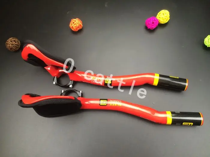 Carbono fibra DE Bicicleta DE estrada o apoio braco resto guiador tt aerobar Triathlon bar Bicicleta guiador pecas - Цвет: Светло-желтый
