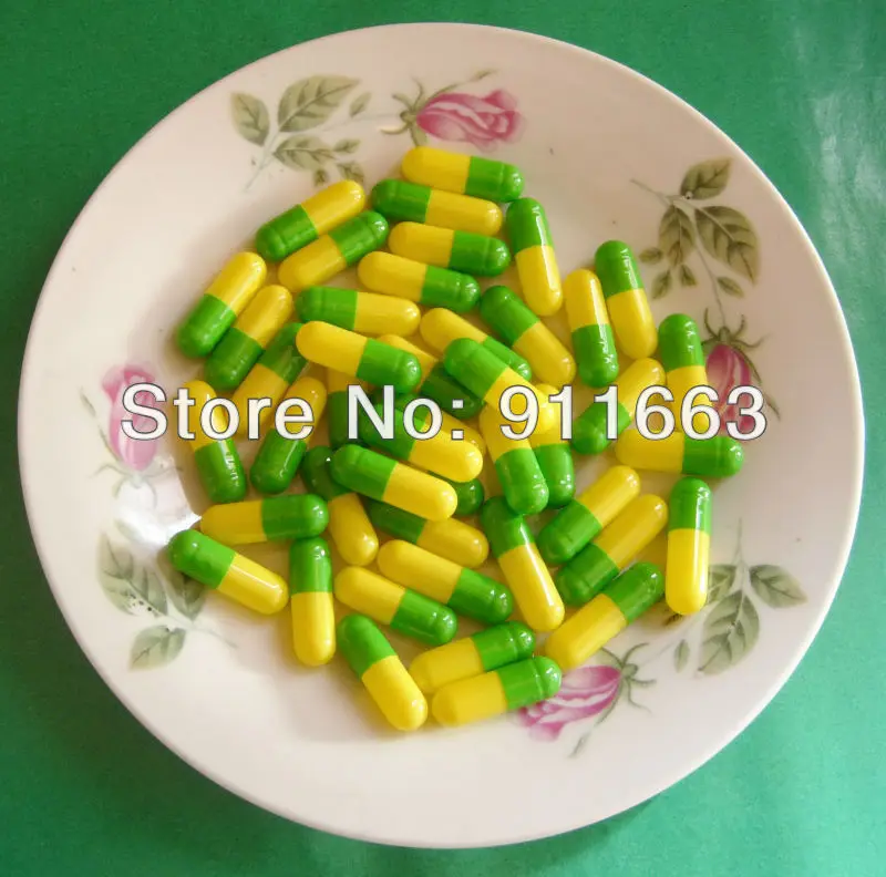 Green Yellow 0#1000 шт! 0 Promation распродажа! много цветные капсулы, размеры пустых капсул для желатина 0(Соединенные или отдельные Капсулы доступны - Цвет: Green Yellow