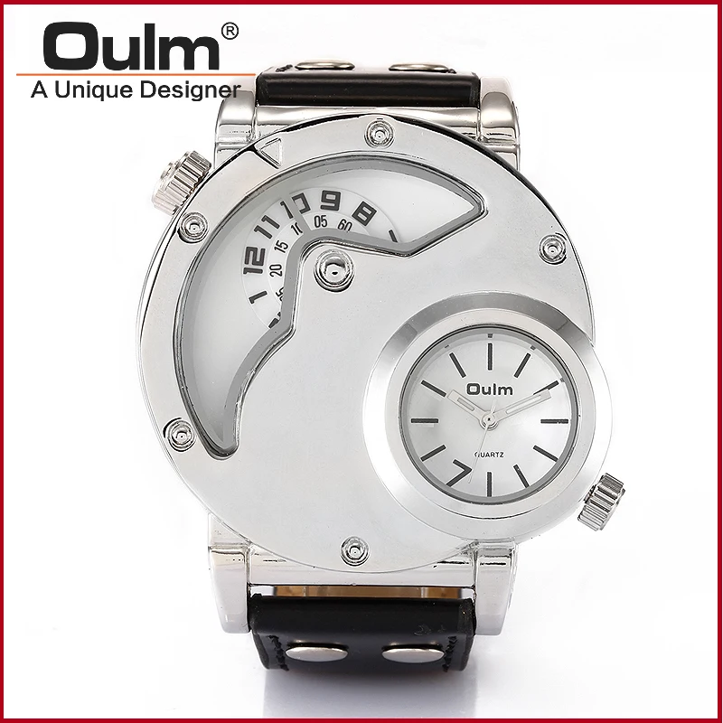 Китайский завод Горячая Распродажа oulm брендовые наручные часы с двумя часовыми