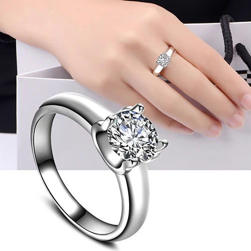 Женская Мода Циркон Инкрустированные Посеребренные Тонкий Сплав Обручальное