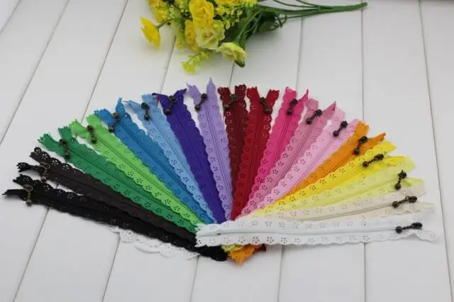 1000 шт./лот модные застежки молнии 20 см или 25 с кружевной нейлоновой отделкой для