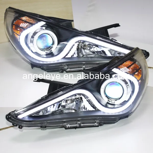 Передняя светодиодная фара с ангельскими глазами для Hyundai Sonata YF I45 2009 2014 год