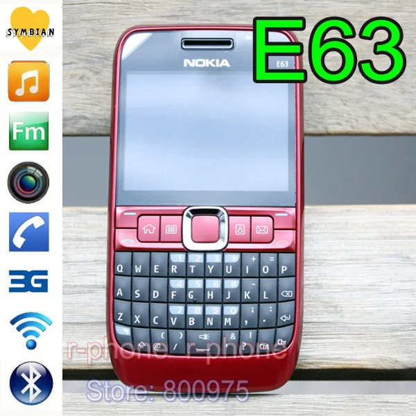 NOKIA E63 Мобильный телефон 3g Wifi Bluetooth QWERTY клавиатура разблокирована E63 красный и один год гарантии