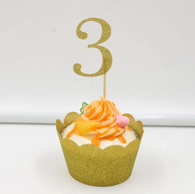 36 шт Золотой &quot3&quot кекс Топпер вечеринка Декор 3 й день рождения фото реквизит