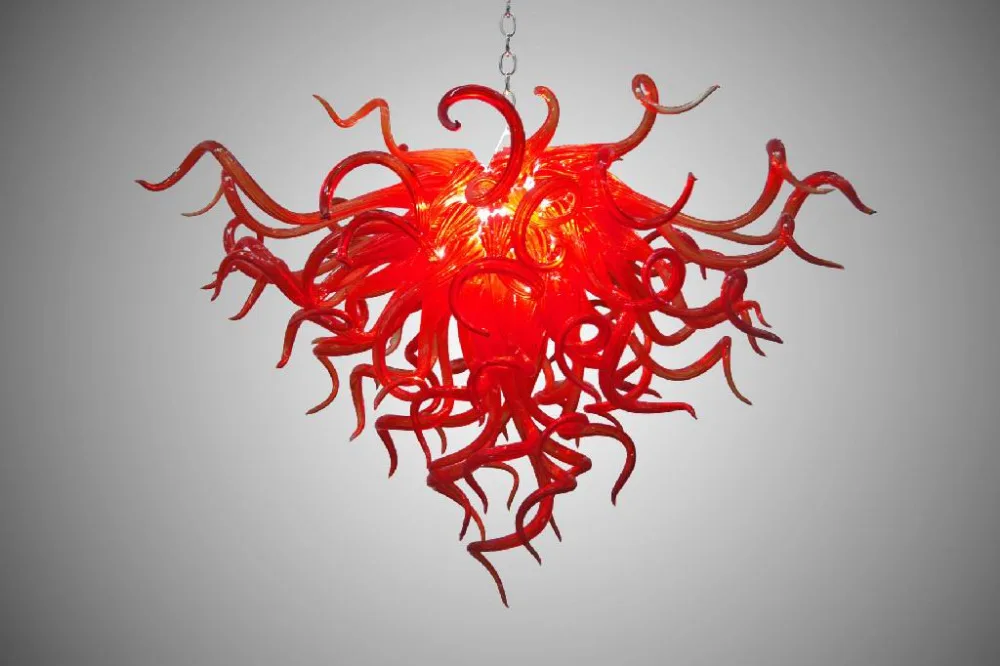 

New 2016 CE/UL Contemporary Red Pendant Lamps LED Bulbs Beautiful Hand Blown Glass