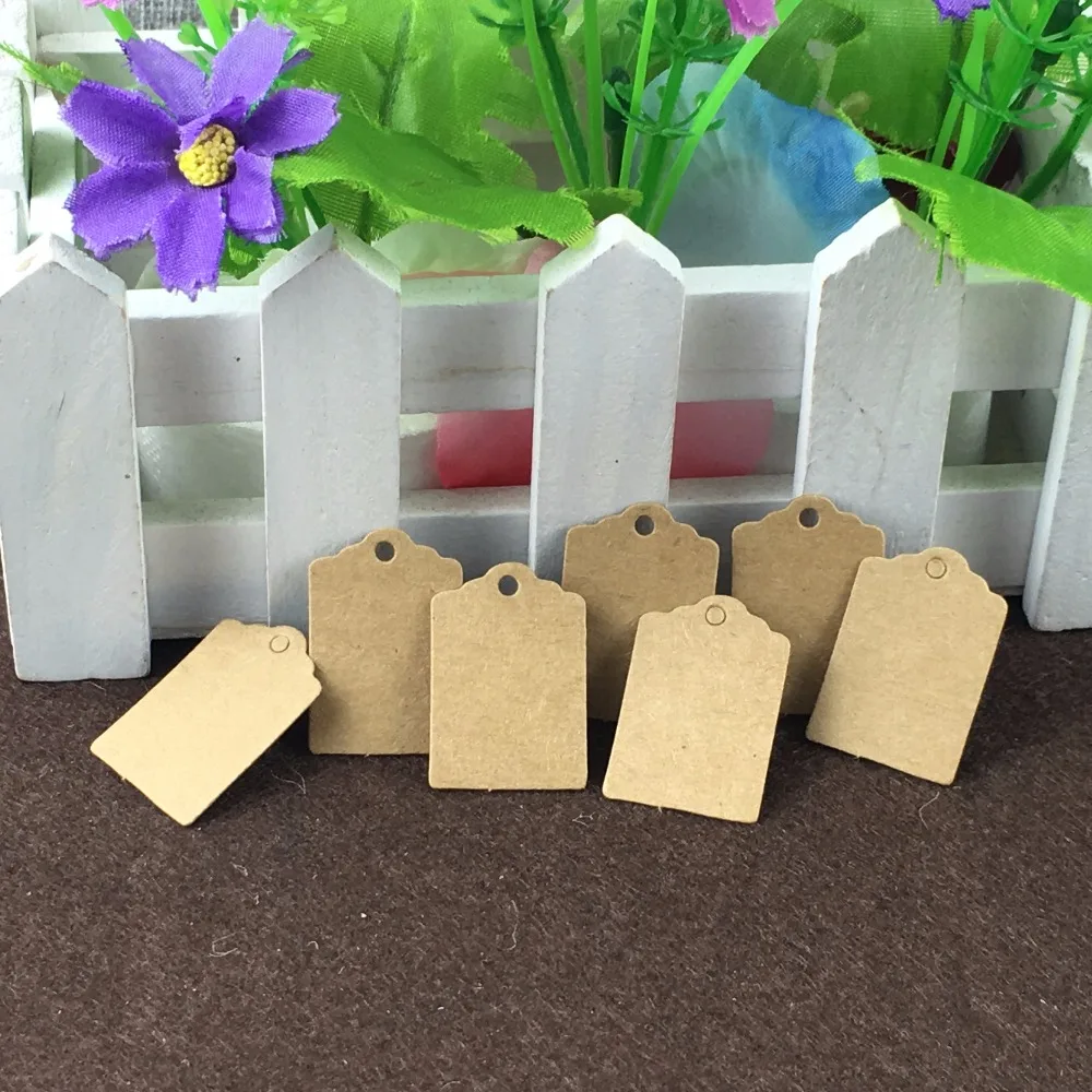 400 шт. крафт бумага 3*2 см маленькие бирки + пеньковые нитки для ювелирных изделий