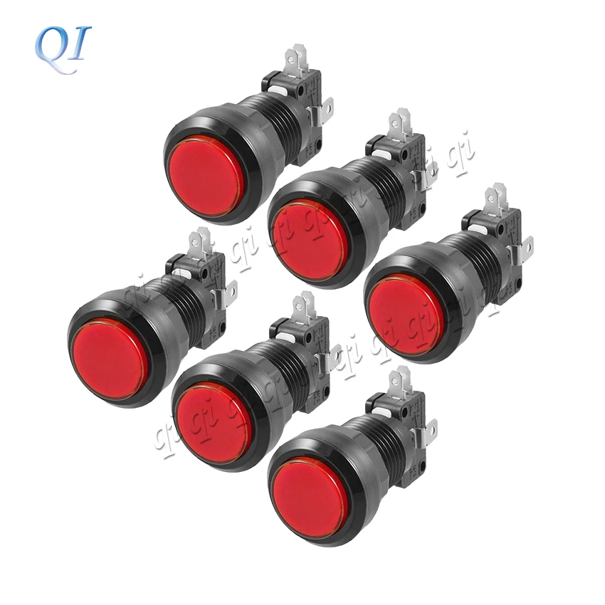 10 компл. 30 мм топ (24 отверстие) черная рамка аркадная Кнопка LED 12V с подсветкой