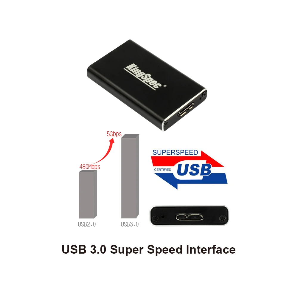 KingSpec mSATA для USB 3,0 SSD корпус Внешний HD жесткий диск коробка для хранения Чехол адаптер Поддержка 30 мм* 50 мм mSATA Накопитель SSD