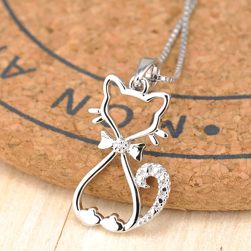 2016 Женская мода стерлингового серебра с цирконием подвеска в виде котенка