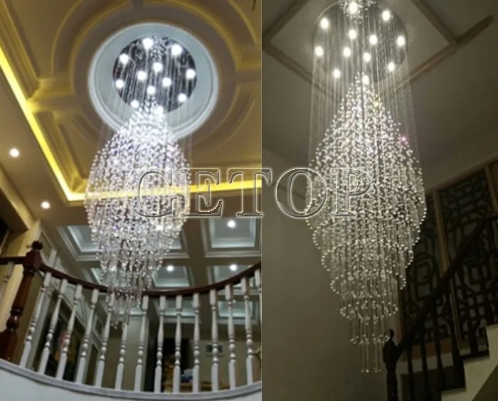 ZX K9 Хрустальная спираль длинная Люстра для зала GU10 Светодиодная лампа Подвесная