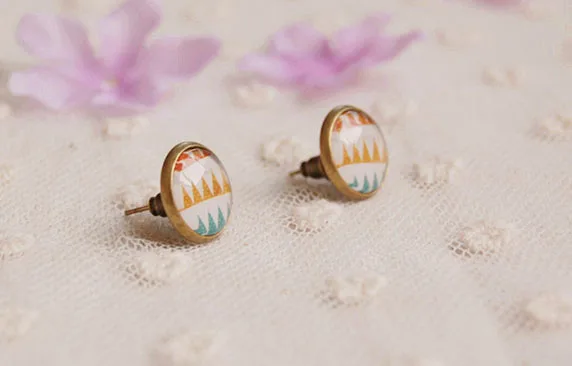12 пар/лот смешанные Винтаж Jewelry Стекло кабошон серьги-гвоздики серьги для девочек Cherry Точки Цветы 12 мм rd0002