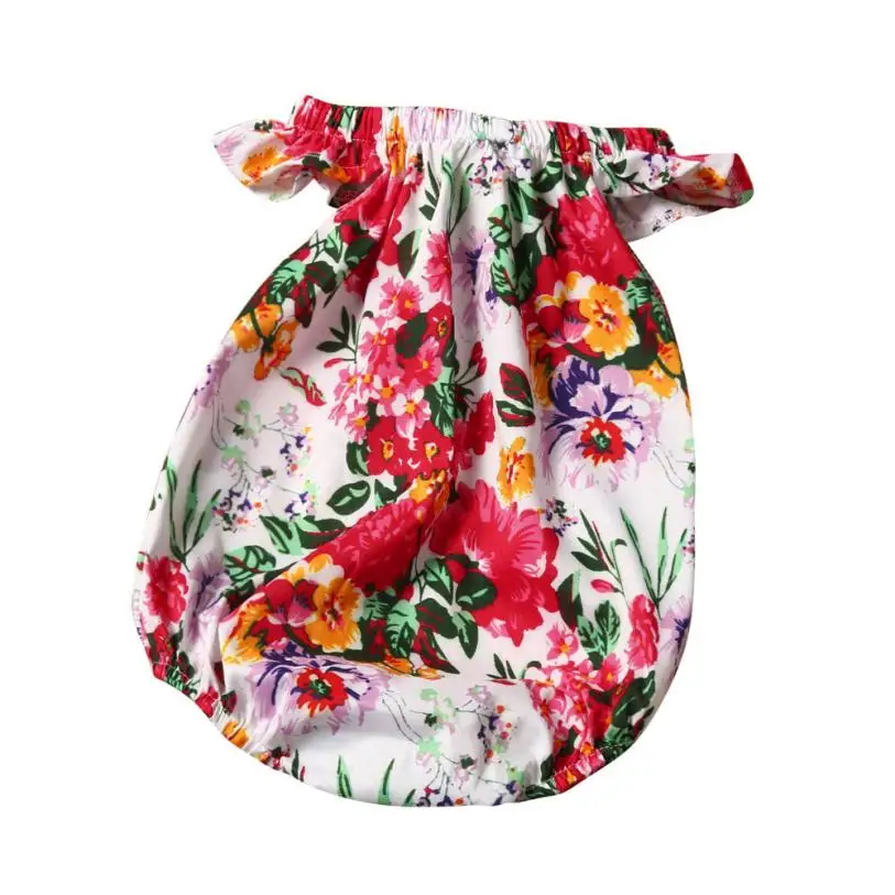 2017 г. Модная летняя детская одежда синего и красного цвета комбинезон с цветочным