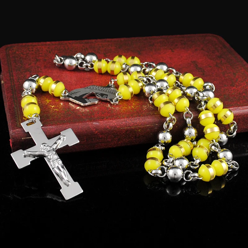 Модное высококачественное желтое/голубое ожерелье с подвеской в виде Креста