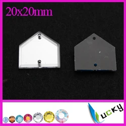 20x20mm 100 шт Высокое качество Акриловые стразы с отверстиями смешанные формы разных размеров акриловые плоские зеркальные бусины для украшения на платье - Цвет: 20x20mm