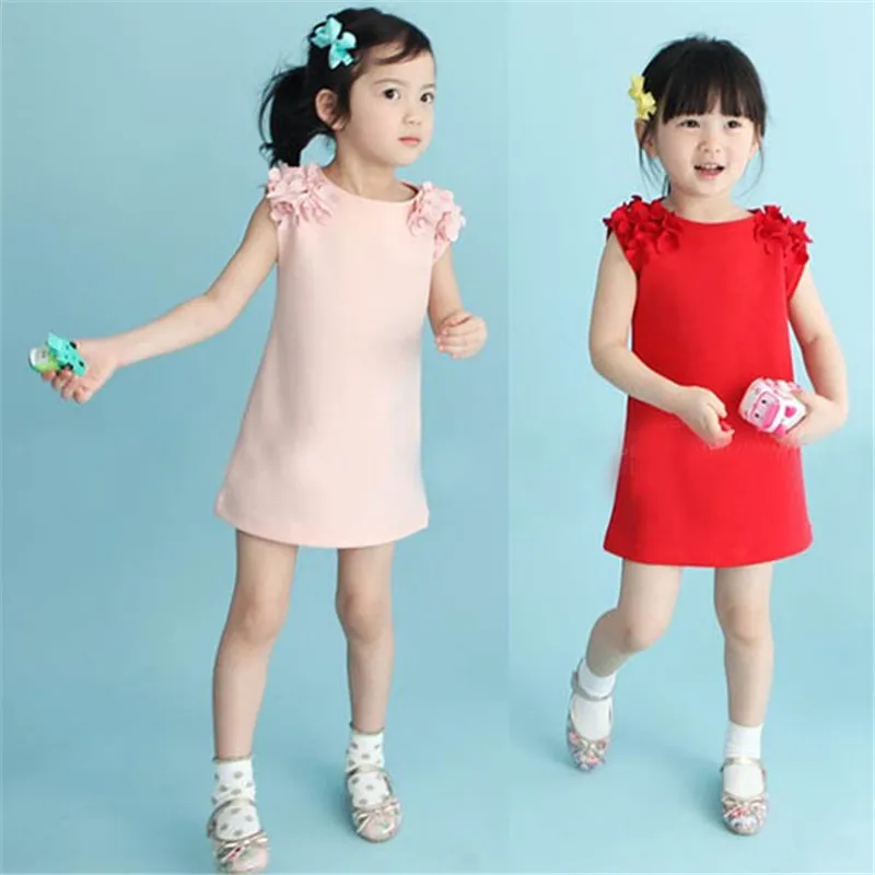 Stylish Cotton Blending Child Girls Flower Sleeveless Princess Vest Dress Baby Kids Party dress | Детская одежда и обувь