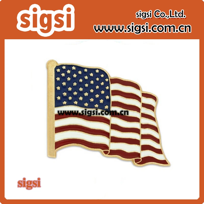 100pcs/lot 45mm Wholesale Enamel Brooch for American Flag Pin For 4th July